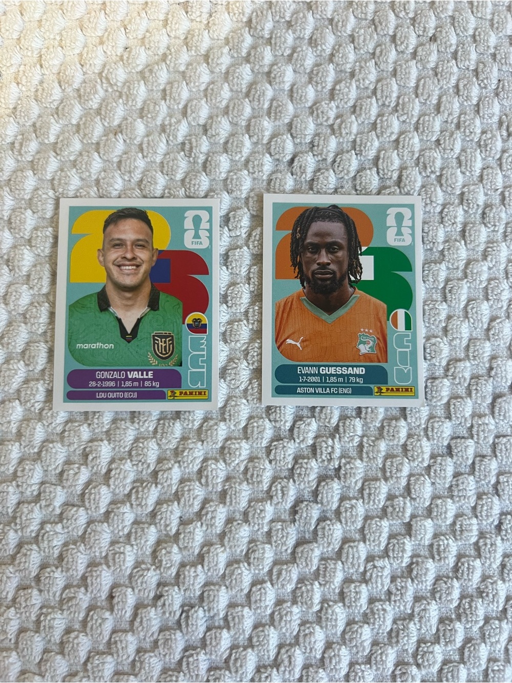 Lot of 2 Panini World Cup Player Sticker